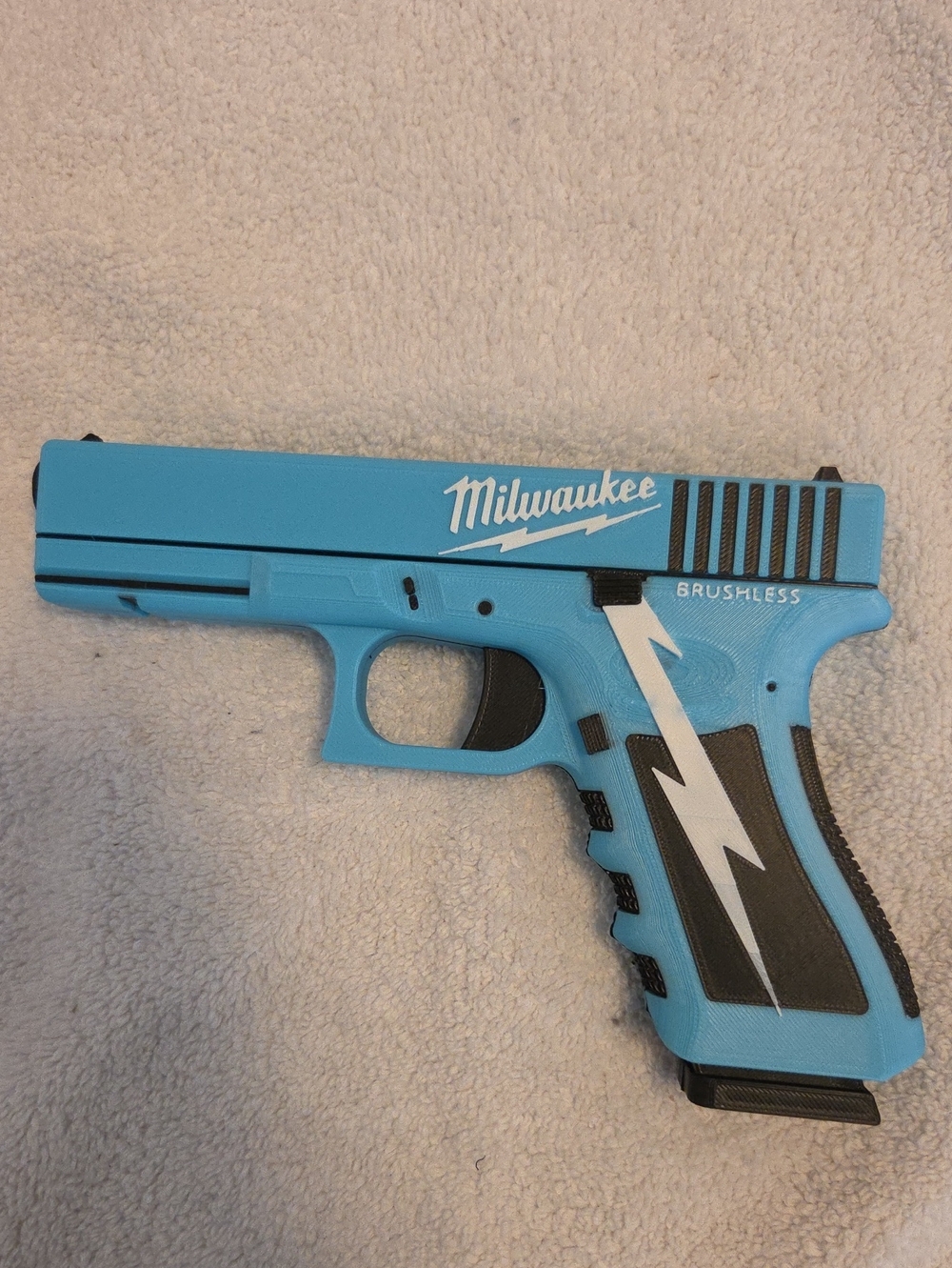 Milwaukee 3D Printed Magnetic Blue Black White Toy Gun